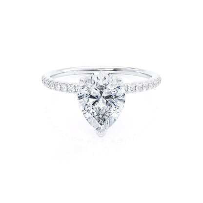 0.94 CT Pear Shaped Moissanite Solitaire Pave Style Engagement Ring 1
