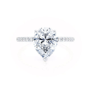 0.94 CT Pear Shaped Pave Style Moissanite Engagement Ring 2