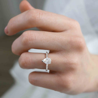 0.94 CT Pear Shaped Pave Style Moissanite Engagement Ring 5