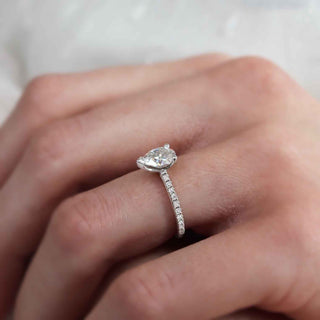 1.20 CT Pear Shaped Pave Style Moissanite Engagement Ring 6