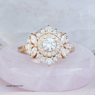 0.35 CT Round Double Halo CVD F/VS1 Diamond Engagement Ring 7