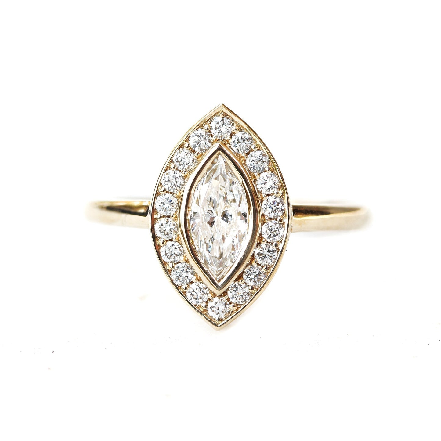 0.5 CT Marquise Halo CVD F/VS1 Diamond Engagement Ring 1