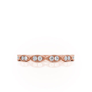 0.16 CT Round Shaped Moissanite Milgrain Style Wedding Band 2