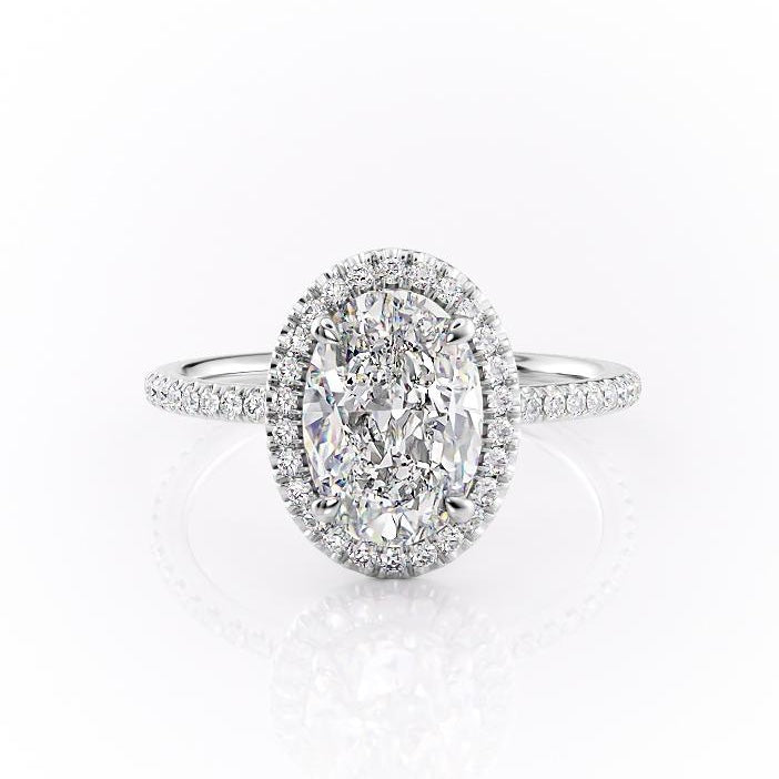 2.10 Oval Cut Halo Style Moissanite Engagement Ring 10