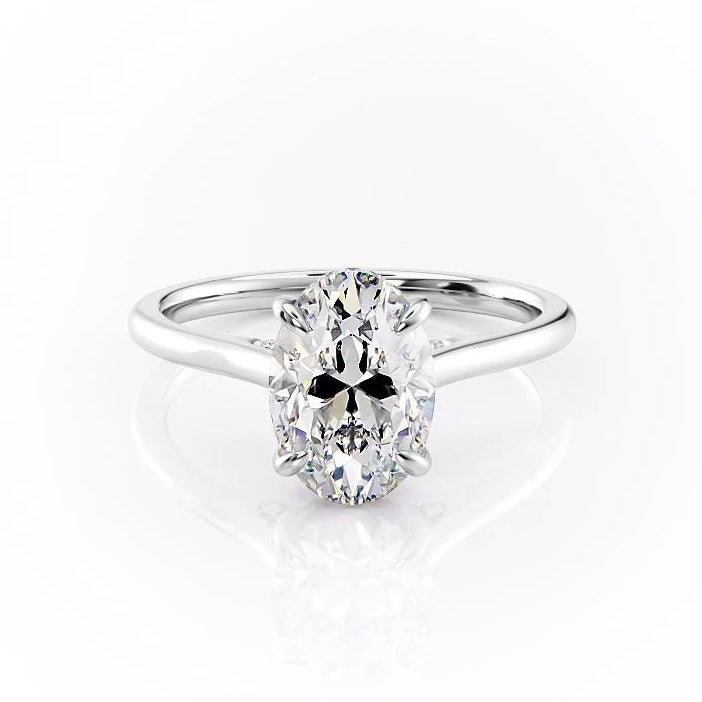 2.10 Oval Cut Solitaire Style Moissanite Engagement Ring 10