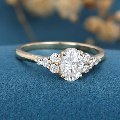 1.33 CT Oval Shaped Moissanite Cluster Engagement Ring 3