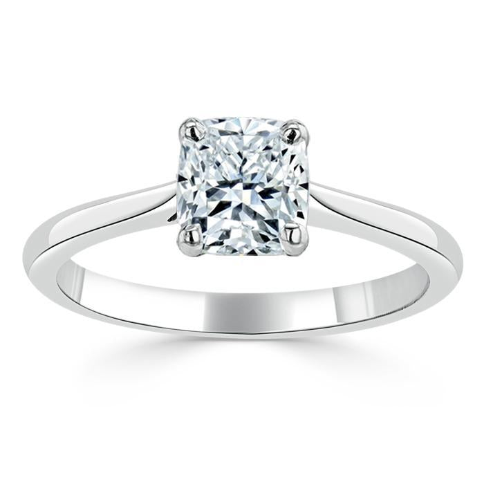 1.0 CT Cushion Cut Solitaire Moissanite Engagement Ring 2