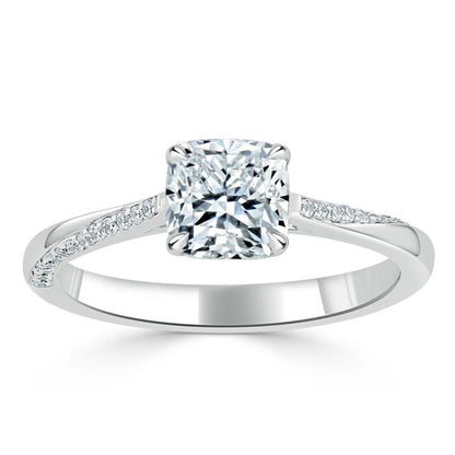 1.25 CT Cushion Cut Solitaire Moissanite Engagement Ring 2