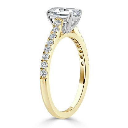 1.50 CT Emerald Cut Solitaire Pave Setting Moissanite Engagement Ring 6