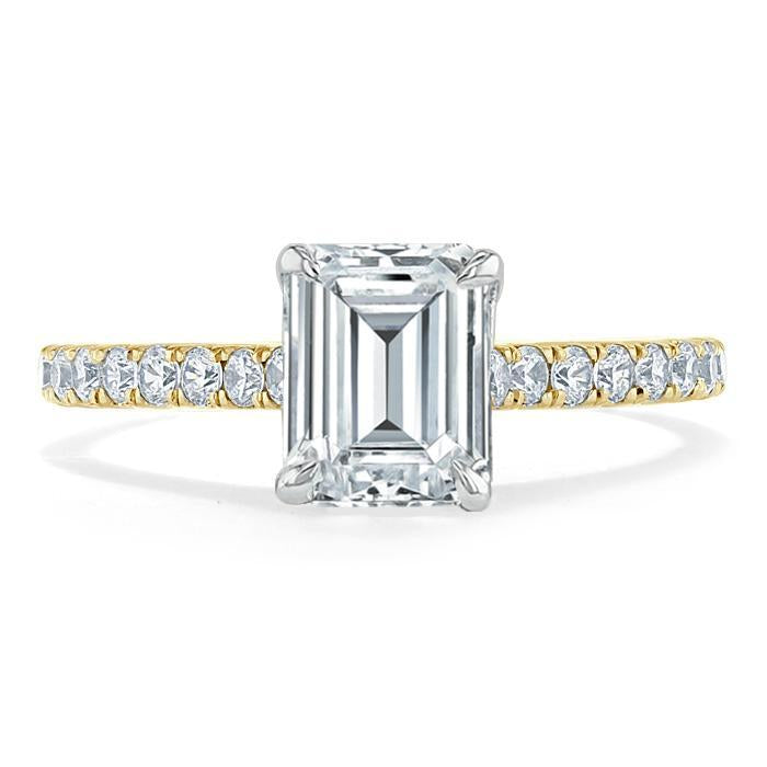 1.50 CT Emerald Cut Solitaire Pave Setting Moissanite Engagement Ring 3