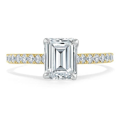1.50 CT Emerald Cut Solitaire Pave Setting Moissanite Engagement Ring 3