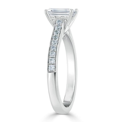 0.75 CT Emerald Cut Solitaire Moissanite Engagement Ring 4