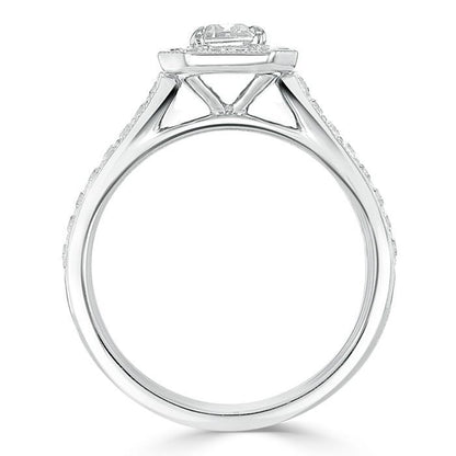 1.0 CT Emerald Cut Halo Moissanite Engagement Ring With Pave Setting 4