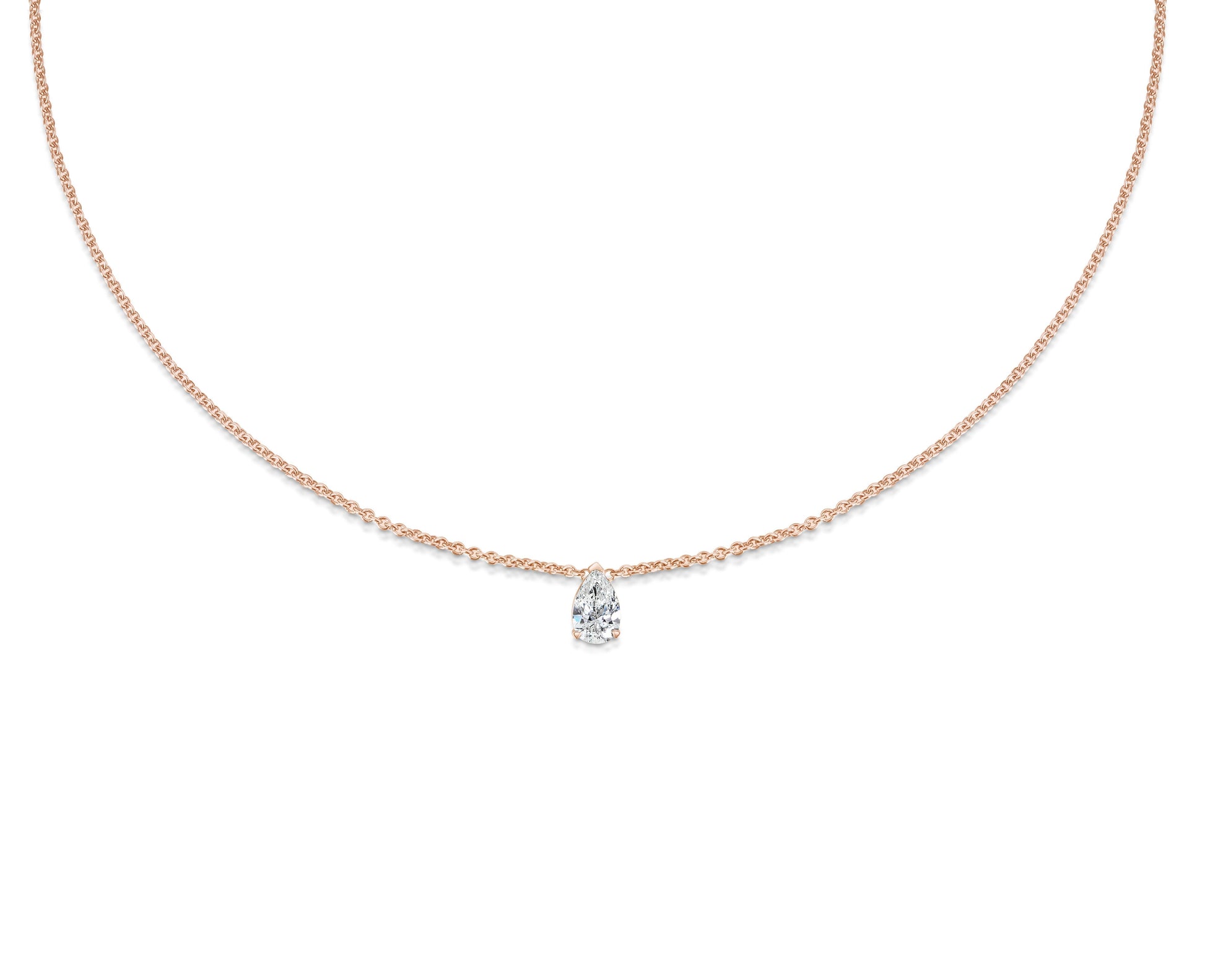 0.30 CT-1.0 CT Pear Solitaire CVD F/VS Diamond Necklace 6