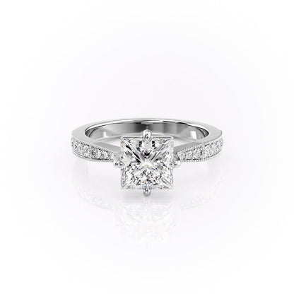 2.08 CT Princess Cut Solitaire Channel Pave Moissanite Engagement Ring 10