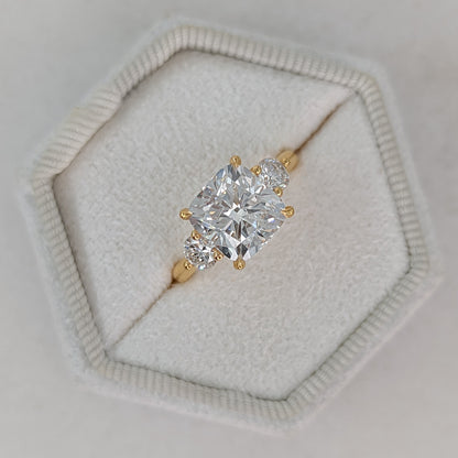 3.55 CT Cushion Three Stone CVD F/VS1 Diamond Engagement Ring 6