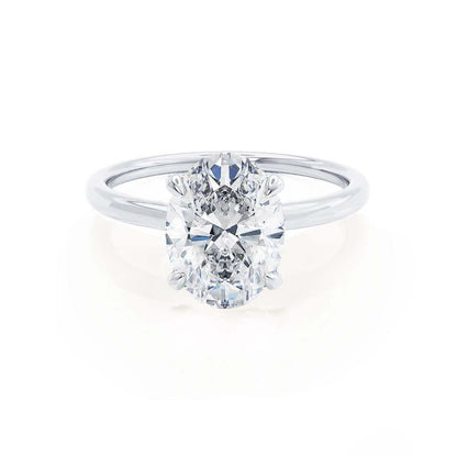 0.90 CT Oval Shaped Moissanite Hidden Halo Style Engagement Ring 2
