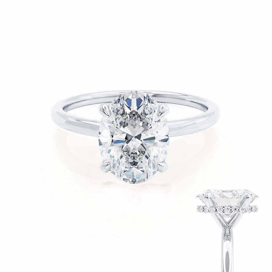 1.50 CT Oval Shaped Moissanite Hidden Halo Style Engagement Ring 3