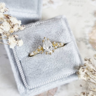 0.79 CT Pear Cluster CVD E/VS1 Diamond Engagement Ring 1