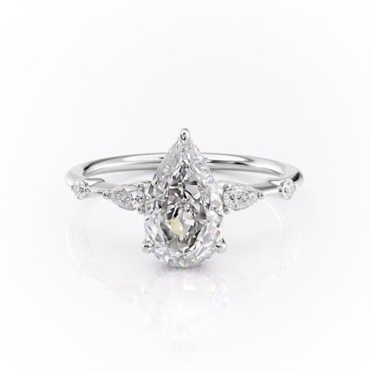 2.0 CT Pear Cut Three Stone Moissanite Engagement Ring 10