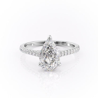 2.0 CT Pear Cut Solitaire Pave Setting Moissanite Engagement Ring 10