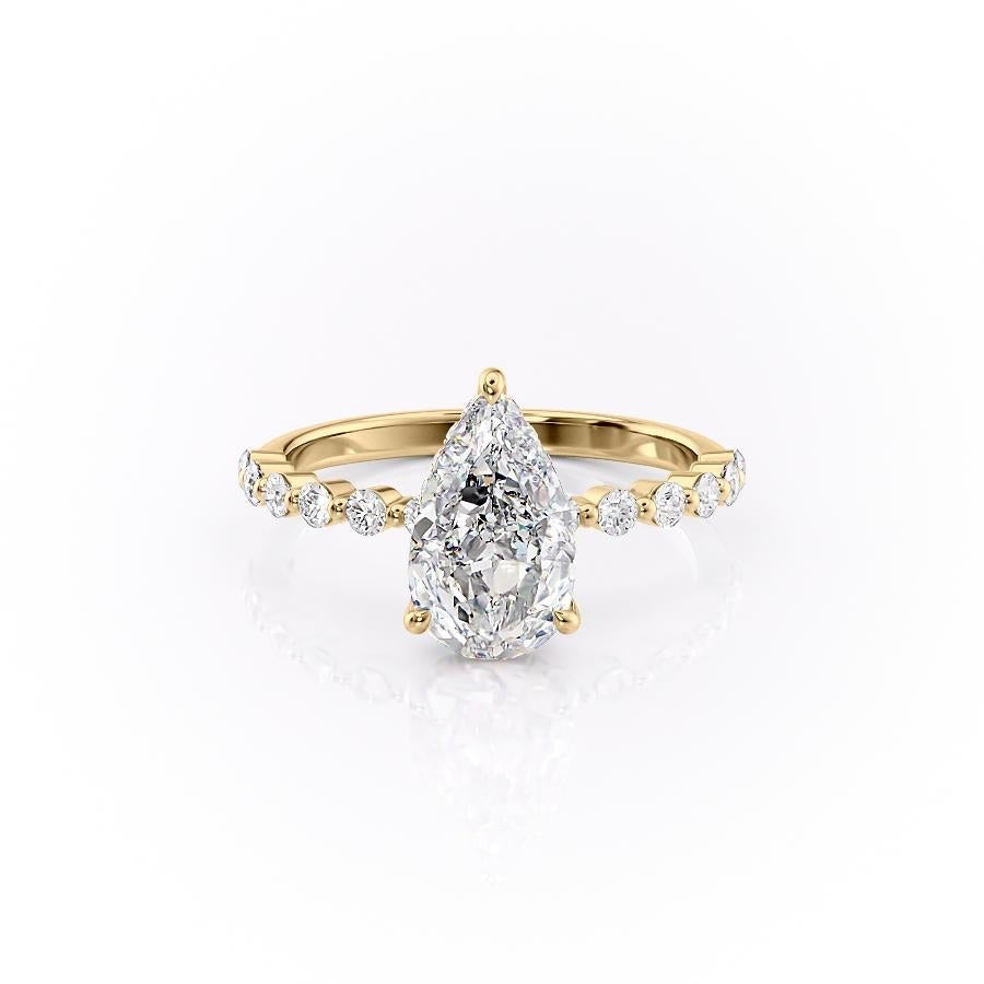 2.0 CT Pear Cut Solitaire Dainty Pave Moissanite Engagement Ring 11