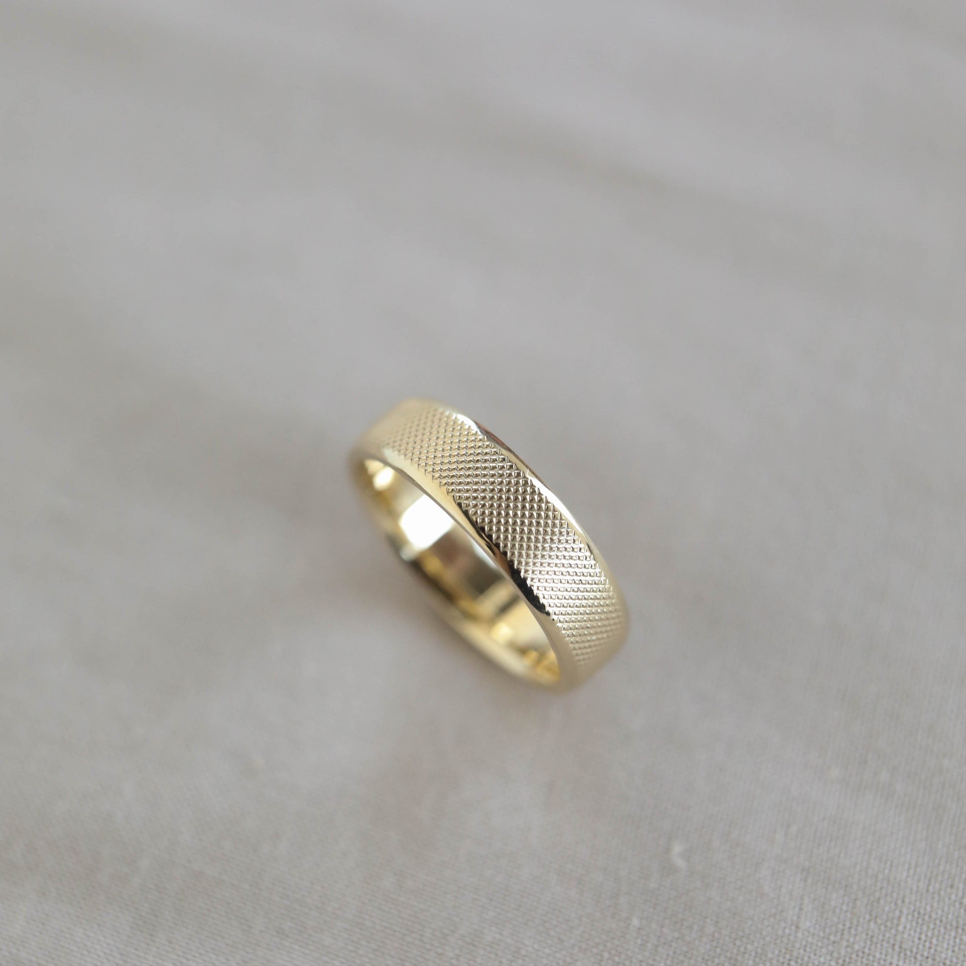 Classic Yellow Gold Textured Men's Band 7