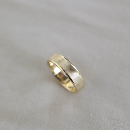 Classic Yellow Gold Textured Men's Band 7