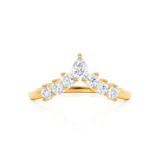 0.28 TCW Round & Pear Shaped Moissanite Curved Style Wedding Band 2