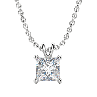 0.25 CT- 1.0 CT Princess Solitaire CVD F/VS Diamond Necklace 1