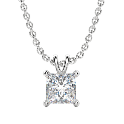 0.25 CT- 1.0 CT Princess Solitaire CVD F/VS Diamond Necklace 1