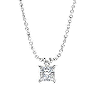 0.25 CT- 1.0 CT Princess Solitaire CVD F/VS Diamond Necklace 4