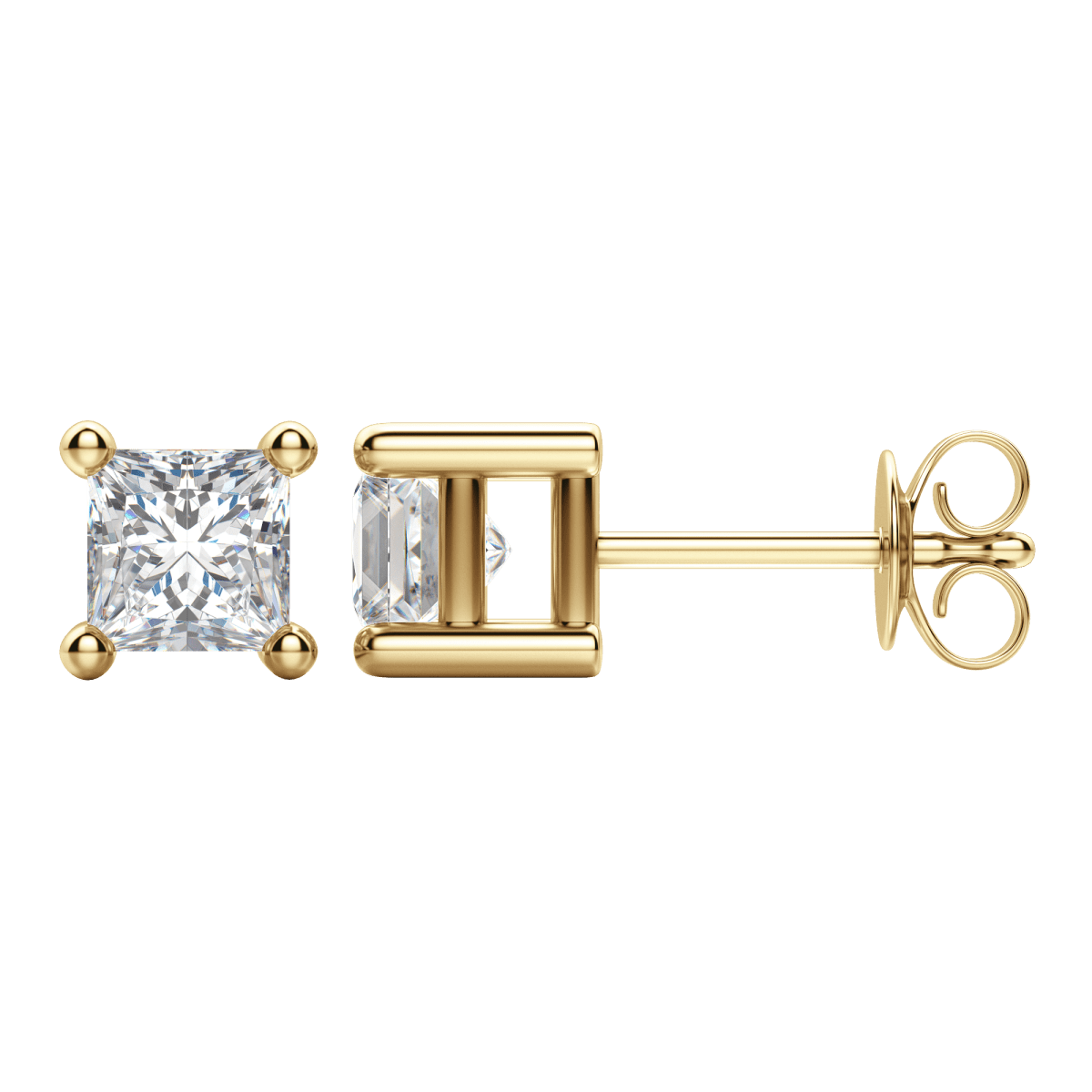 0.50 CT-2.0 CT Princess Solitaire CVD F/VS Diamond Earrings 5