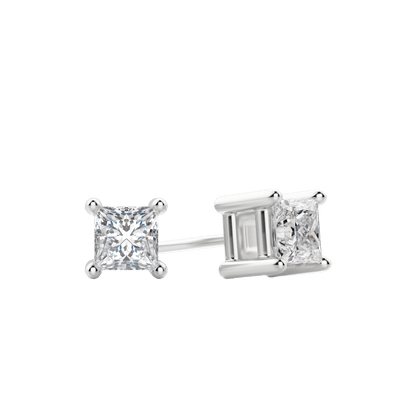 0.50 CT-2.0 CT Princess Solitaire CVD F/VS Diamond Earrings 1