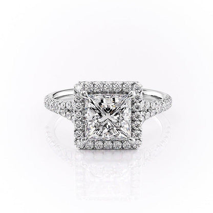 2.08 CT Princess Cut Halo Split Shank Setting Moissanite Engagement Ring 10