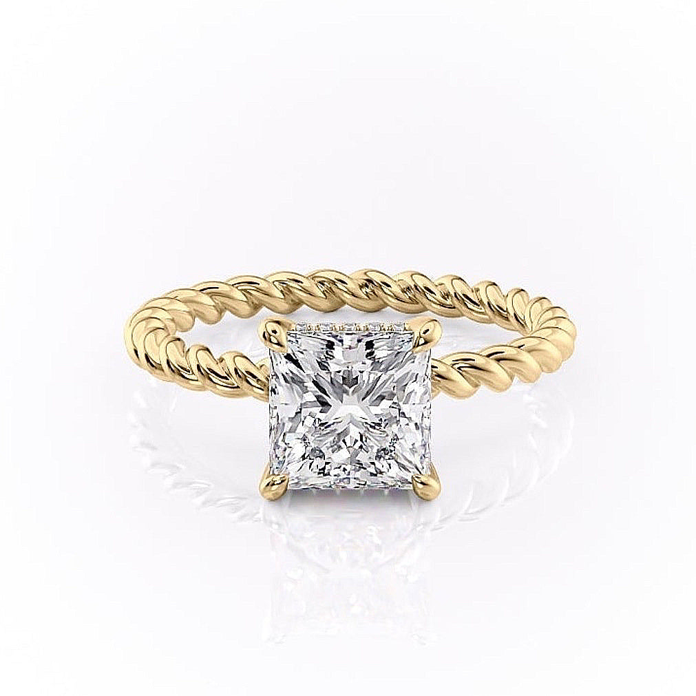 2.51 CT Princess Solitaire & Twisted Band Moissanite Engagement Ring 11