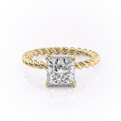 2.51 CT Princess Solitaire & Twisted Band Moissanite Engagement Ring 11