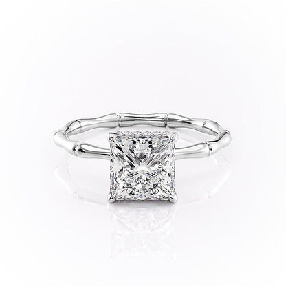 2.08 CT Princess Cut Solitaire Hidden Halo Setting Moissanite Engagement Ring 10