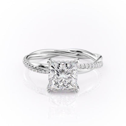 2.08CT Princess Cut Solitaire Twisted Pave Moissanite Engagement Ring 10