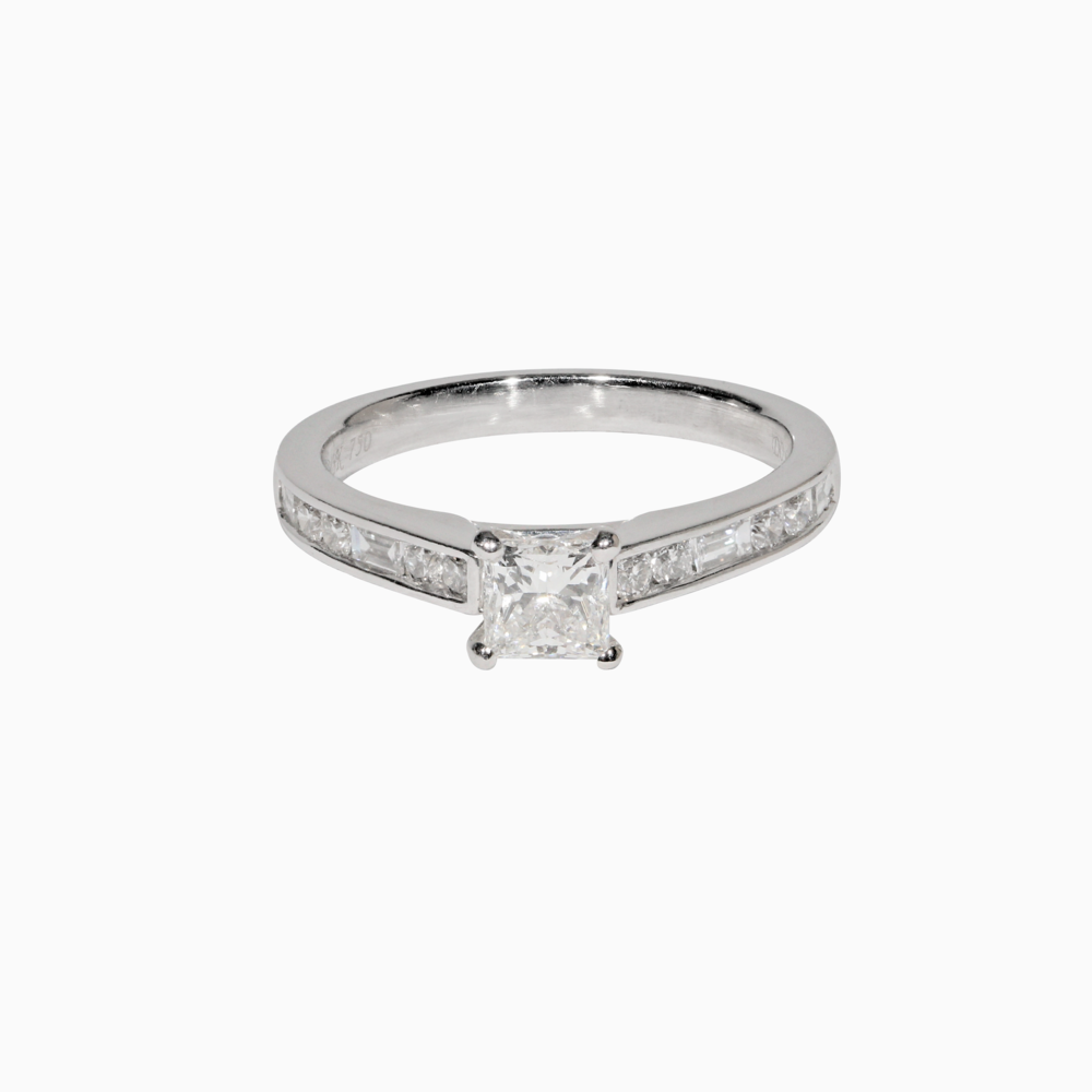 0.50 CT Princess Solitaire CVD F/VS2 Diamond Engagement Ring 1