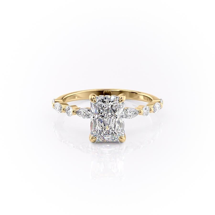 2.1 CT Radiant Cut Solitaire Pave Setting Moissanite Engagement Ring 10