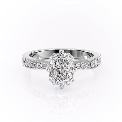 2.1 CT Radiant Cut Solitaire Pave Setting Moissanite Engagement Ring 10