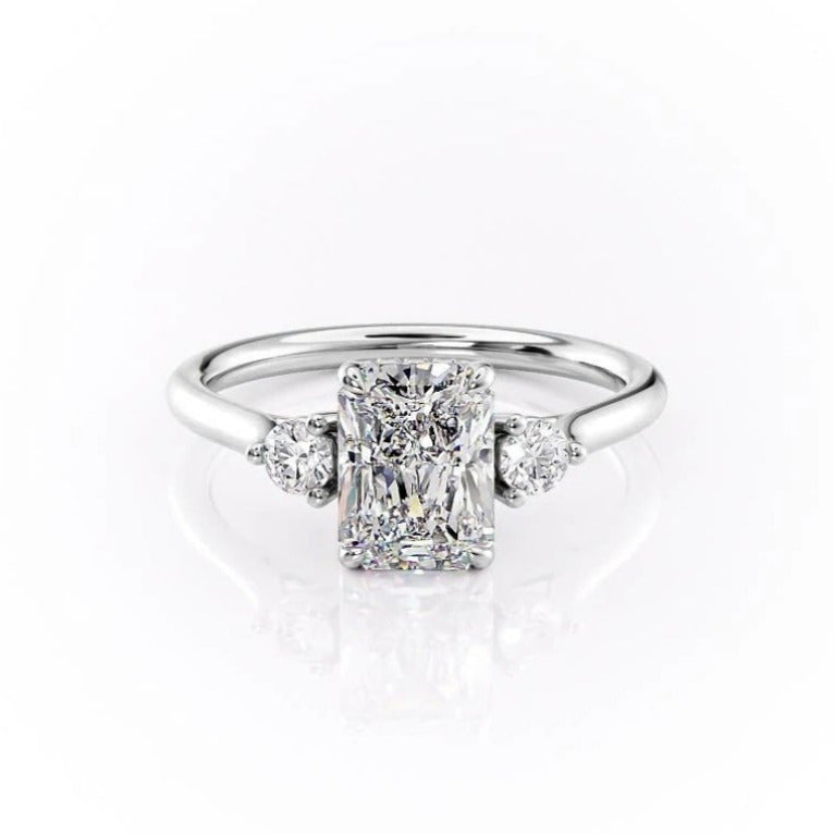 2.10 CT Radiant Cut Three Stone Style Moissanite Engagement Ring 10