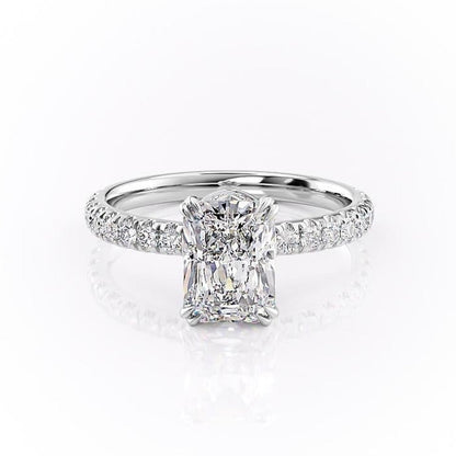 2.0 CT Radiant Cut Solitaire Pave Setting Moissanite Engagement Ring 10
