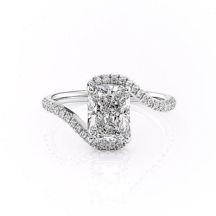 2.0 CT Radiant Cut Solitaire By Pass Setting Moissanite Engagement Ring 10