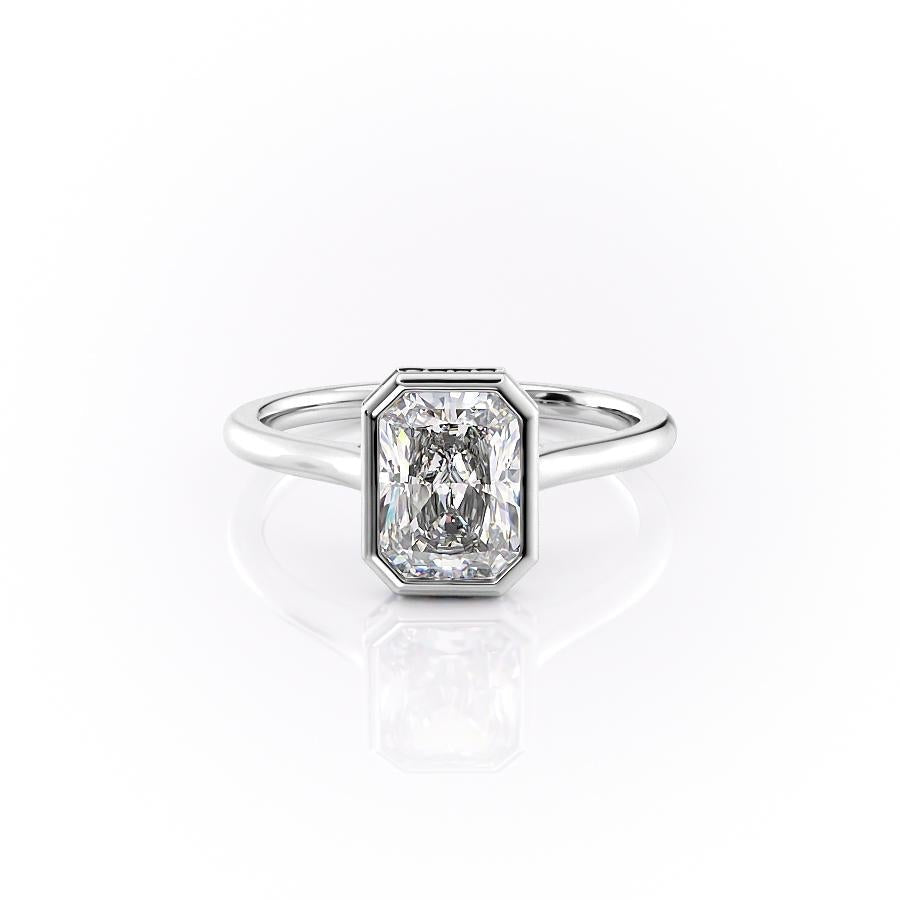 2.1 CT Radiant Cut Bezel Solitaire Moissanite Engagement Ring 10