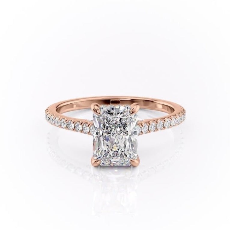 2.10 CT Radiant Cut Pave Setting Moissanite Engagement Ring 12