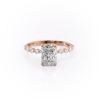 2.10 CT Radiant Solitaire Pave Setting Moissanite Engagement Ring 12