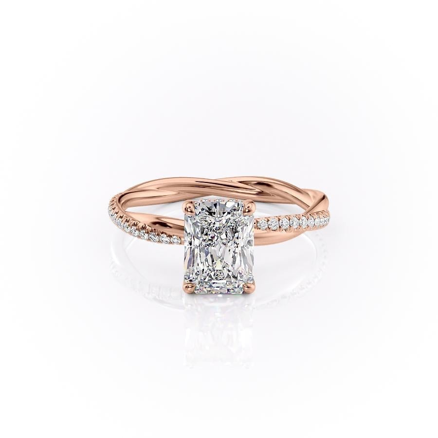 2.1 CT Radiant Cut Solitaire Twisted Pave Moissanite Engagement Ring 12