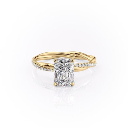 2.1 CT Radiant Cut Solitaire Twisted Pave Moissanite Engagement Ring 11